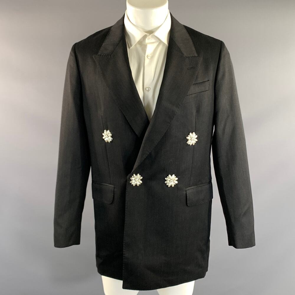 SIMONE ROCHA Chest Size S Grey Charcoal Wool Polyamide Peak Lapel Sport Coat